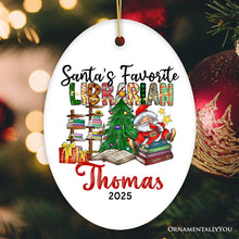 Carregar imagem no visualizador da galeria, Santa’s Favorite Librarian Custom Christmas Ornament, Personalized Holiday Gift