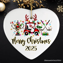 Carregar imagem no visualizador da galeria, Personalized Golf Buffalo Plaid Leopard Christmas Ornament, Golf Cart, Putter and Trophy Golfing Gift