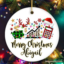 Carregar imagem no visualizador da galeria, Personalized Finance Professional Buffalo Plaid Christmas Ornament, Custom Accountant and Financial Advisor Gift