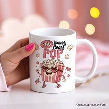 Carregar imagem no visualizador da galeria, Popcorn Love Man Personalized Mug, You Make My Heart Pop Funny Romantic Gift With Custom Name