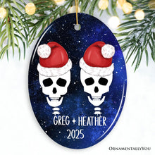 Carregar imagem no visualizador da galeria, Eternal Love Santa Skulls Personalized Couples Christmas Ornament