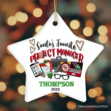 Carregar imagem no visualizador da galeria, Festive Santa’s Favorite Project Manager Personalized Christmas Ornament, Business Team Coordinator and Leadership Recognition Gift