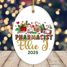 Cargar imagen en el visor de la galería, Colorful Pharmacist Appreciation Personalized Christmas Ornament, Custom Pharmacy Gift