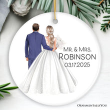 Load image into Gallery viewer, Elegant Wedding Bride and Groom Personalized Ornament, Marriage Ceremony Customized Gift