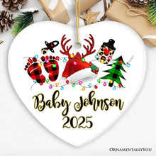 Carregar imagem no visualizador da galeria, Personalized Baby Christmas Buffalo Plaid Leopard Ornament Gift