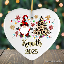 Carregar imagem no visualizador da galeria, Personalized Gnome Plaid Leopard Merry Christmas Ornament Gift