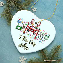 Carregar imagem no visualizador da galeria, Personalized Automotive Technician Plaid Christmas Ornament, Mechanic Repair and Parts Gift for Shop
