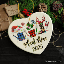 Carregar imagem no visualizador da galeria, Personalized Plant Lover Gift Buffalo Plaid Leopard Merry Christmas Ornament, Botanical Gift