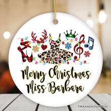 Carregar imagem no visualizador da galeria, Personalized Ballet Buffalo Plaid Leopard Merry Christmas Ornament, Dance Teacher Gift