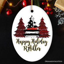 Cargar imagen en el visor de la galería, Firefighter Flag Tree Personalized Ornament, Red Line Appreciation Retirement Gift