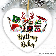 Carregar imagem no visualizador da galeria, Personalized Baker Buffalo Plaid Leopard Merry Christmas Ornament, Baking Gift