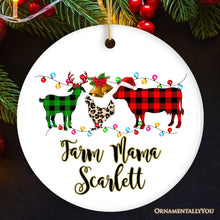 Carregar imagem no visualizador da galeria, Personalized Farm Animal Buffalo Plaid Leopard Merry Christmas Ornament, Farmhouse Gift