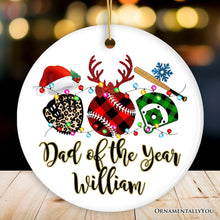 Carregar imagem no visualizador da galeria, Personalized Baseball Buffalo Plaid Leopard Merry Christmas Ornament, Team and Coaches Gift