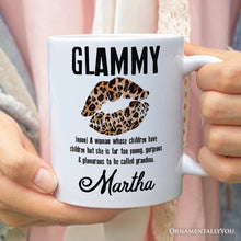 Carregar imagem no visualizador da galeria, Leopard Lips Glammy Definition Personalized Mug, Coquette Grandma Gift With Custom Name