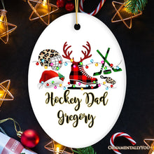 Carregar imagem no visualizador da galeria, Personalized Hockey Buffalo Plaid Leopard Merry Christmas Ornament, Team and Coaches Gift