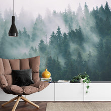 Carregar imagem no visualizador da galeria, Foggy Forest Mountain Wallpaper Mural. #FT-19-VE90