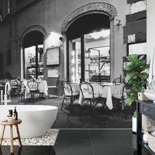 Carregar imagem no visualizador da galeria, Black and White European Café Street Diner Wallpaper Mural. #FT-207-VE90