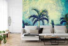 Carregar imagem no visualizador da galeria, Urban Jungle Tropical Tree Wallpaper Mural. Grunge Decor. #FT-3590