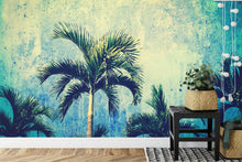 Carregar imagem no visualizador da galeria, Urban Jungle Tropical Tree Wallpaper Mural. Grunge Decor. #FT-3590