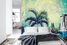 Carregar imagem no visualizador da galeria, Urban Jungle Tropical Tree Wallpaper Mural. Grunge Decor. #FT-3590