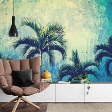 Carregar imagem no visualizador da galeria, Urban Jungle Tropical Tree Wallpaper Mural. Grunge Decor. #FT-3590
