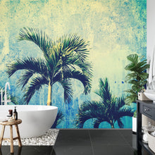 Carregar imagem no visualizador da galeria, Urban Jungle Tropical Tree Wallpaper Mural. Grunge Decor. #FT-3590