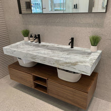 Cargar imagen en el visor de la galería, Fantasy White Marble Modern Rectangular Sink Wall-mount Bathroom Sink (W)18" (L)52" (H)5"