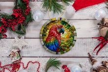 Carregar imagem no visualizador da galeria, Feathered Friends Adventure Parrot Stained Glass Style Ceramic Ornament, Safari Animals Christmas Gift and Decor