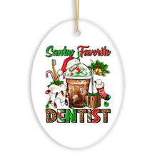 Carregar imagem no visualizador da galeria, Festive Holiday Santa’s Favorite Dentist Christmas Ornament, Dental Gift