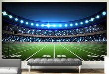 Carregar imagem no visualizador da galeria, Football Stadium Wallpaper Mural. Bright lights over 50 yard line. #6787
