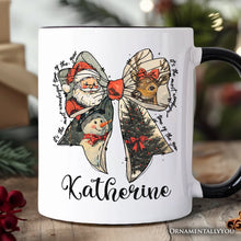 Load image into Gallery viewer, Coquette Christmas Bow Personalized Mug, It's Most Wonderful Time Of The Year Vintage Gift with Custom Name