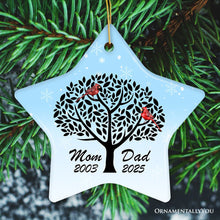 Load image into Gallery viewer, Dad and Mom Cardinals in The Tree Personalized Ornament