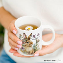 Carregar imagem no visualizador da galeria, Artistic Watercolor Spring Vibes Personalized Mug, Floral Bunny Custom Gift with Name
