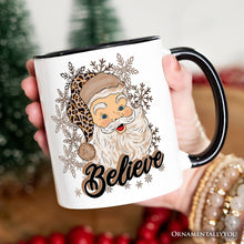 Carregar imagem no visualizador da galeria, Believe Santa Cheetah Leopard Personalized Mug, Retro Christmas Gift with Custom Name