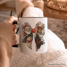 Load image into Gallery viewer, Coquette Christmas Bow Personalized Mug, It's Most Wonderful Time Of The Year Vintage Gift with Custom Name