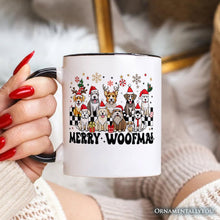 Carregar imagem no visualizador da galeria, Merry Woofmas Dog Mama Personalized Mug, Dogs With Santa Hats Christmas Gift with Custom Name