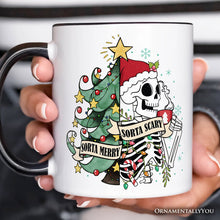 Load image into Gallery viewer, Sorta Merry Christmas Skeleton Personalized Mug, Sarcastic Holiday Gift with Custom Name