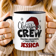 Cargar imagen en el visor de la galería, Christmas Crew Personalized Mug, Glitter Santa Hat Gift with Custom Name for Making Memories