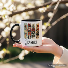 Load image into Gallery viewer, Ballet and Nutcracker Christmas Personalized Mug, Coquette Bow and Mouse Vintage Holiday Gift with Custom Name