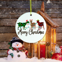 Load image into Gallery viewer, Plaid Goats Merry Christmas Ornament