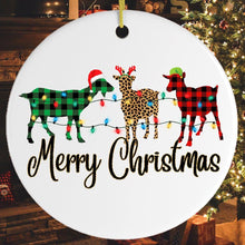 Load image into Gallery viewer, Plaid Goats Merry Christmas Ornament