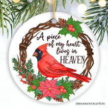 Carregar imagem no visualizador da galeria, A Piece of My Heart Lives in Heaven Ornament, Cardinal Memorial Gift and Christmas Decoration