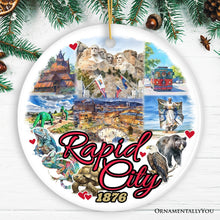 Load image into Gallery viewer, Adventurous Rapid City Christmas Ornament, South Dakota Mt. Rushmore Heritage Gift and Souvenir