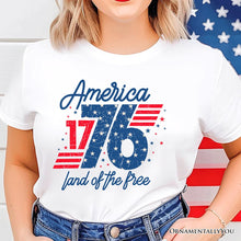 Load image into Gallery viewer, America 1776 Land of the Free T-Shirt, Vintage 4th of July Tee