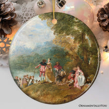 Load image into Gallery viewer, Antoine Watteau Pilgrimage to Cythera Ornament, Famous Painting Christmas Decoration Souvenir
