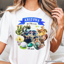 Load image into Gallery viewer, Artistic Arizona State Themes and Landmarks T-Shirt, Tee for History and Travel Lovers