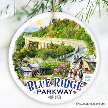 Carregar imagem no visualizador da galeria, Artistic Blue Ridge Parkway Ceramic Ornament, US Travel Souvenir and Christmas Gift