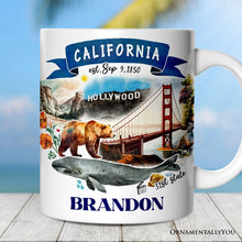 Load image into Gallery viewer, Artistic California State Themes and Landmarks Personalized Mug With Custom Name