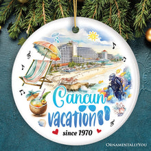 Carregar imagem no visualizador da galeria, Artistic Cancun Tropical Vacation Art Ornament, Mexico Traveler Souvenir Gift