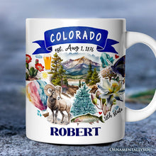 Load image into Gallery viewer, Artistic Colorado State Themes and Landmarks Personalized Mug With Custom Name